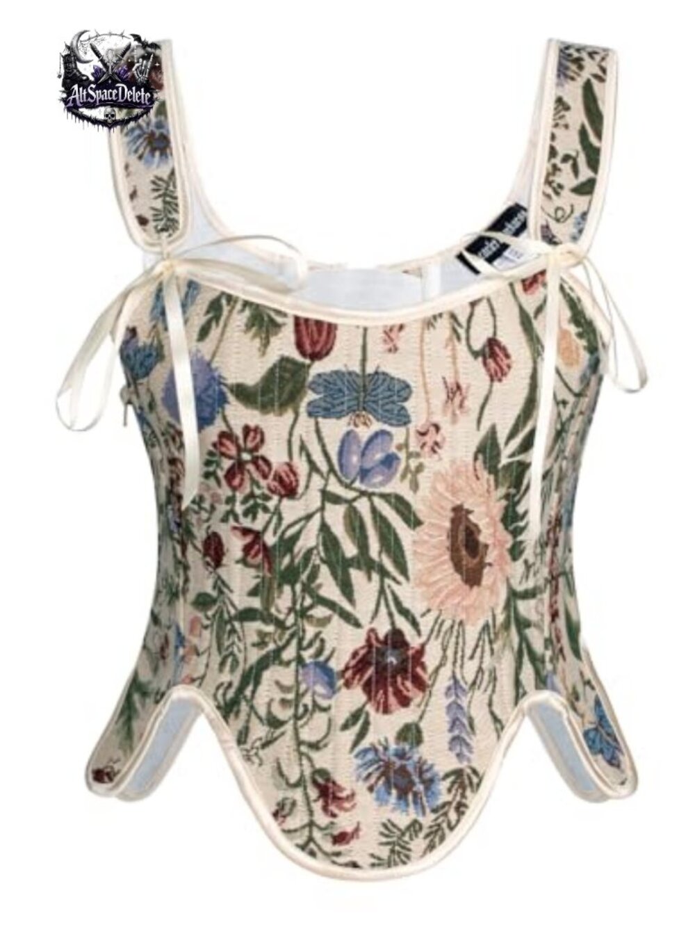 Renaissance Corset Top Women Floral Lace Up Bustier Jacquard Slim Fit